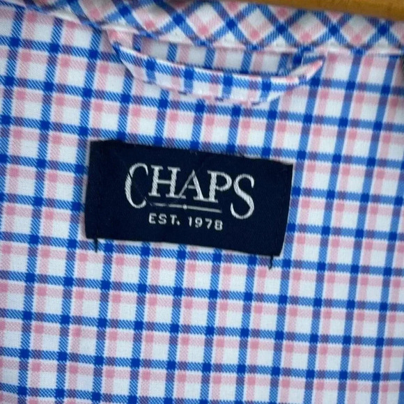 Chaps Traveler Shirt Short Sleeve Button Down Mens XL Blue Pink 4310 - Picture 3 of 8